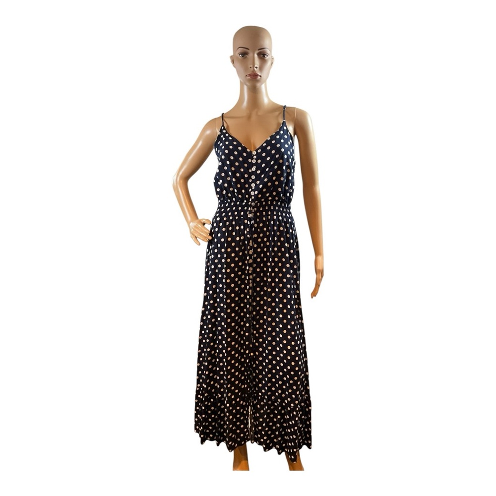 BTFBM Women’s Black Polka Dot Midi Ruffle Tank Dress Sweetheart Neckline Size M - Picture 1 of 16
